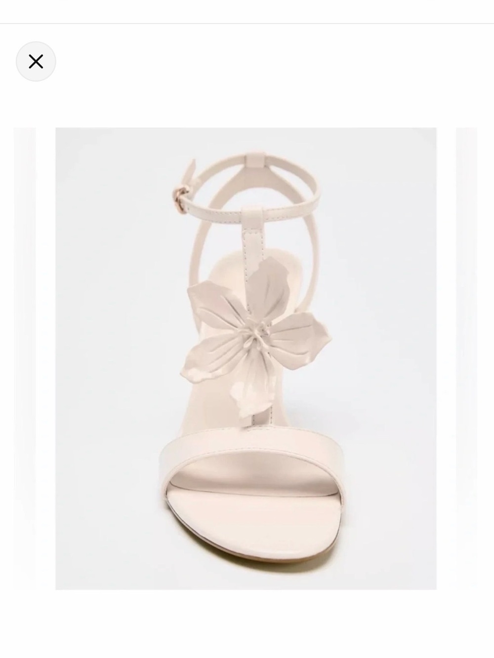 Zara Cream T-Strap Sandal with Floral Accent
